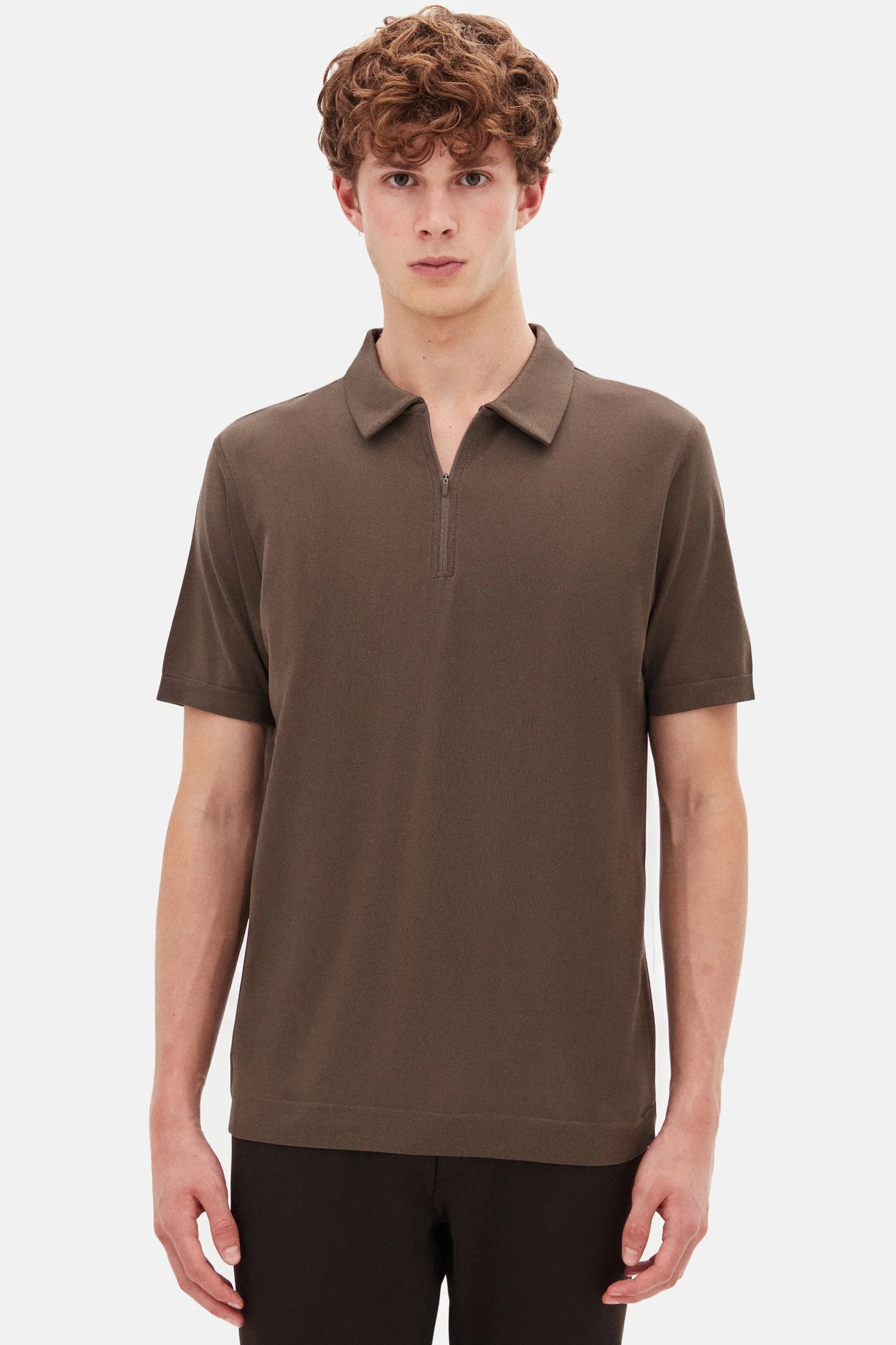 Tween Slim Fit Vizon Yarım Fermuarlı Polo Yaka Yazlık T-shirt
