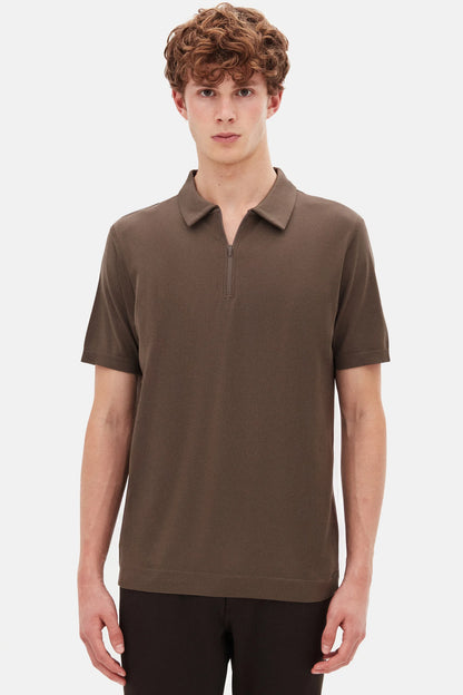 Tween Slim Fit Vizon Yarım Fermuarlı Polo Yaka Yazlık T-shirt