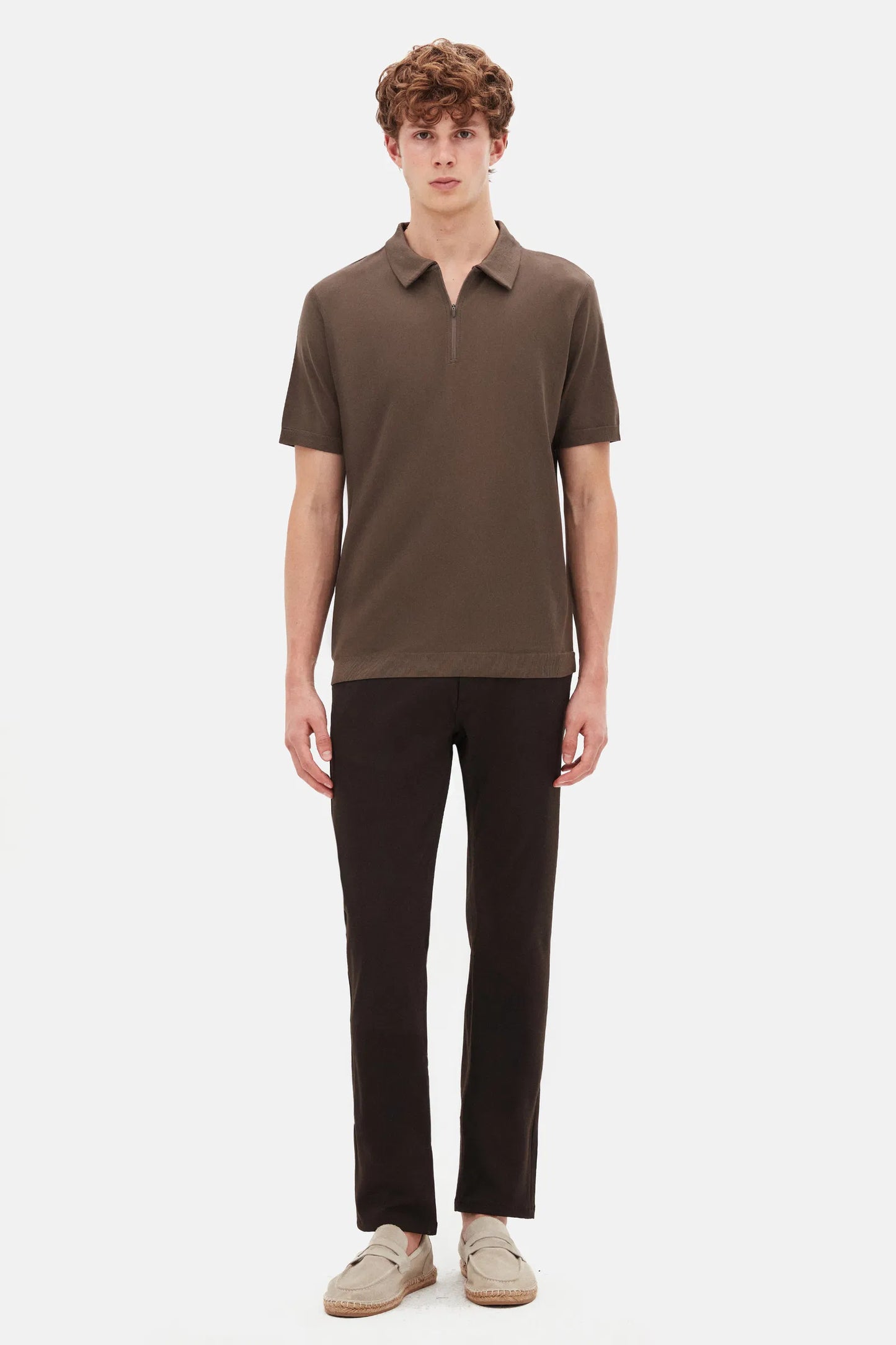 Tween Slim Fit Vizon Yarım Fermuarlı Polo Yaka Yazlık T-shirt