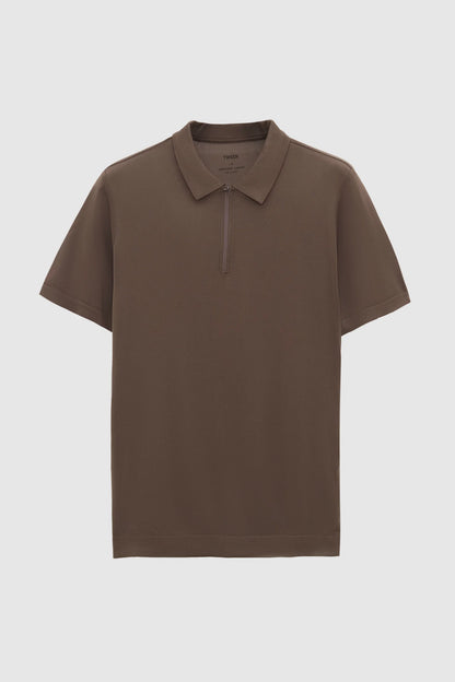 Tween Slim Fit Vizon Yarım Fermuarlı Polo Yaka Yazlık T-shirt