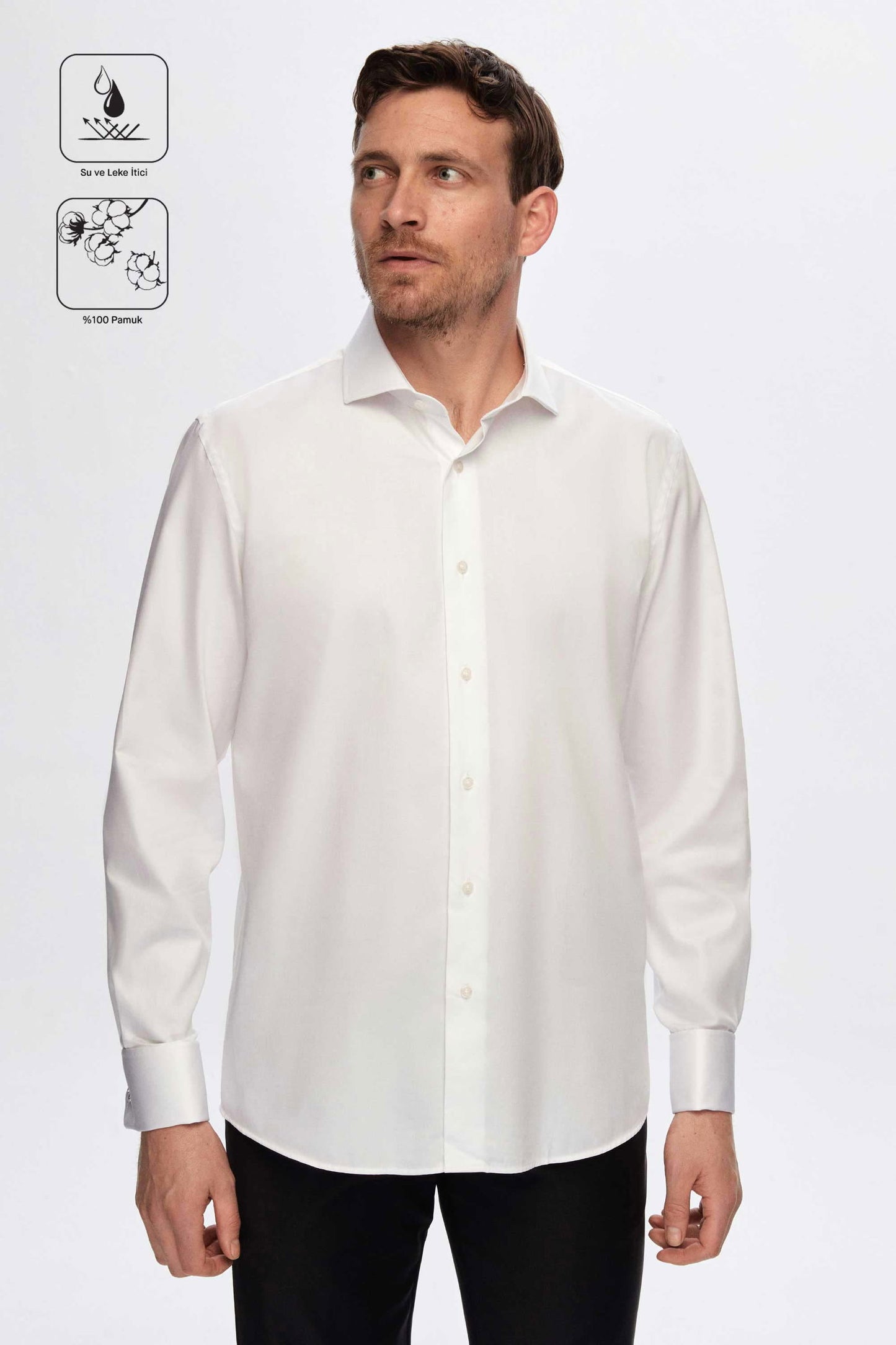 Damat Slim Fit Beyaz Nano Care Gömlek