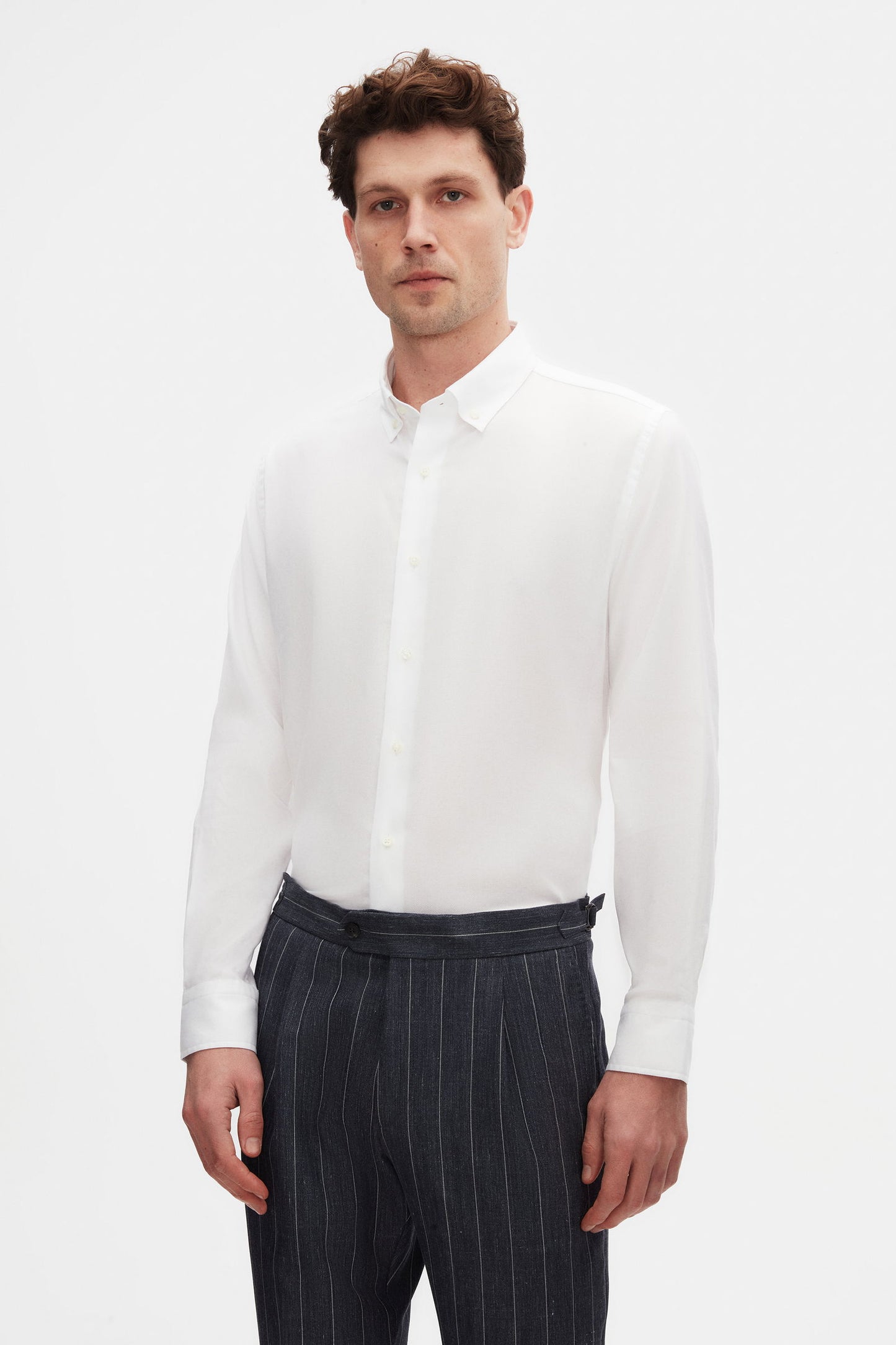 Damat Comfort Beyaz Armürlü %100 Pamuklu Gömlek