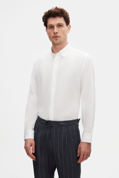 Damat Comfort Beyaz Armürlü %100 Pamuklu Gömlek