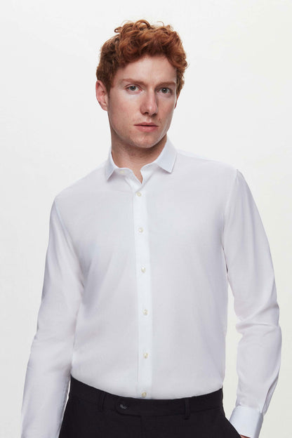 Tween Slim Fit Beyaz Düz Easy Care Gömlek