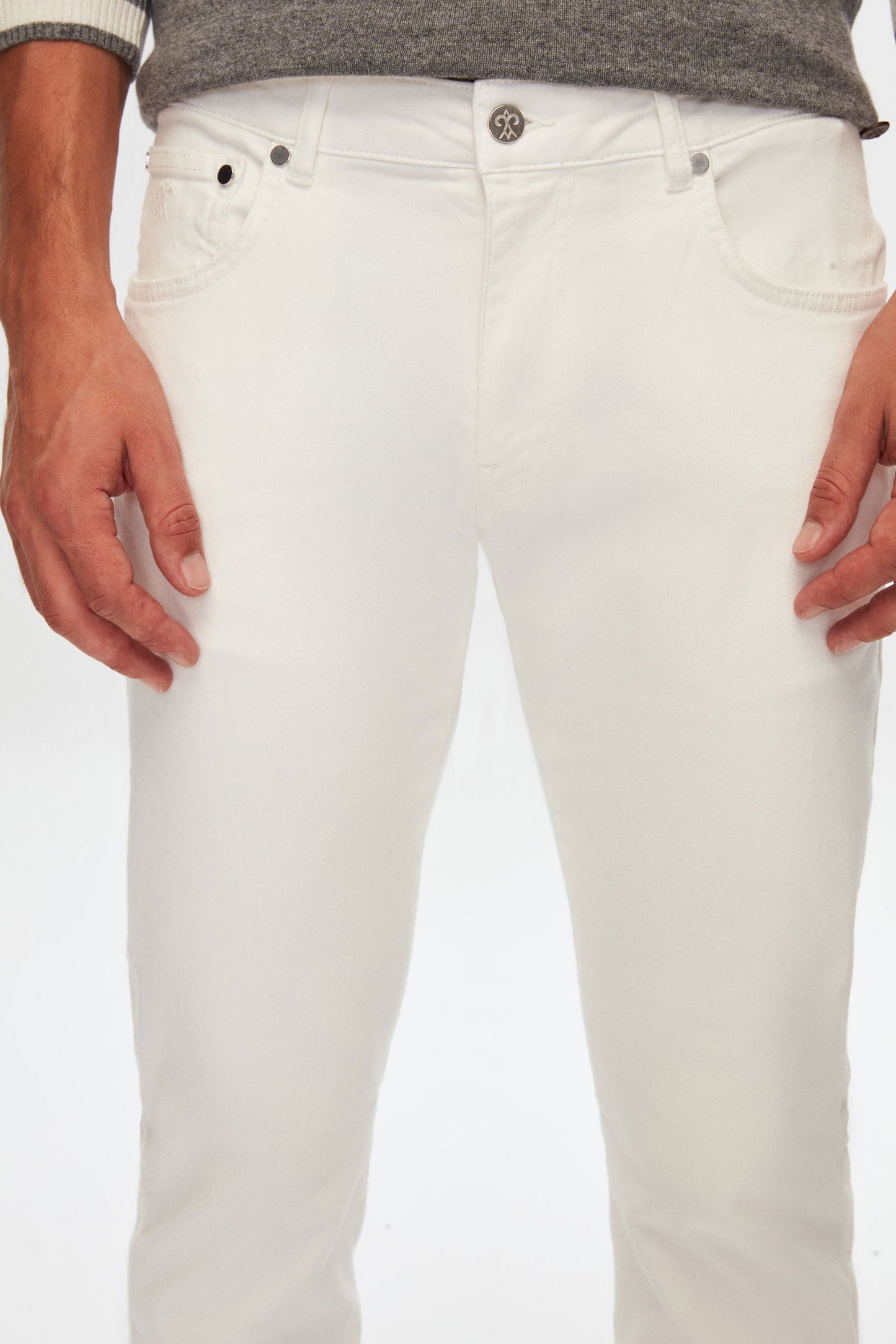 Damat Slim Fit Ekru Pamuklu Likralı Denim Pantolon