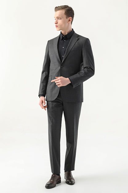 Damat Slim Fit Antrasit Düz Superfine Wool Takim Elbise
