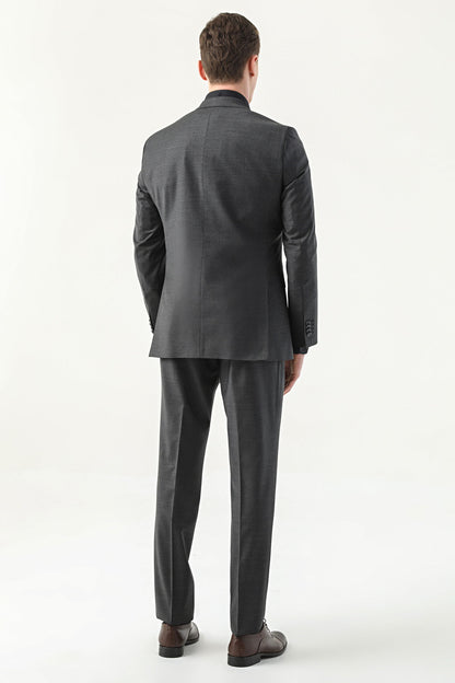 Damat Slim Fit Antrasit Düz Superfine Wool Takim Elbise