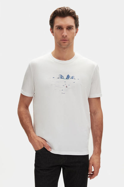 Damat Regular Fit Ekru %100 Pamuk Merserize T-shirt
