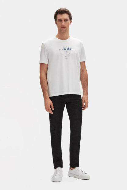 Damat Regular Fit Ekru %100 Pamuk Merserize T-shirt