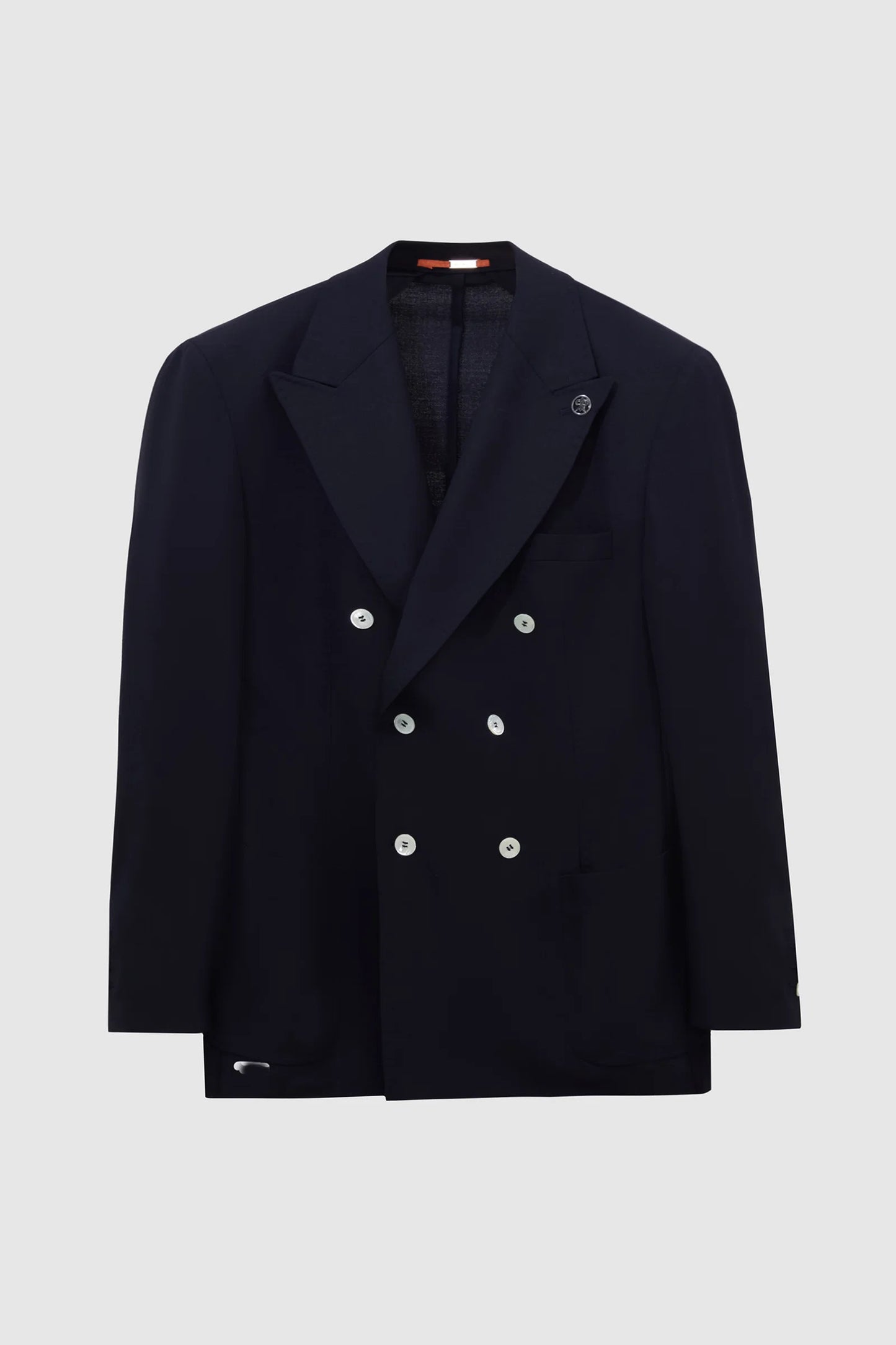 Damat Regular Fit Lacivert Loro Piana Kumaşıyla Üretilmiş Kruvaze Kumaş Ceket