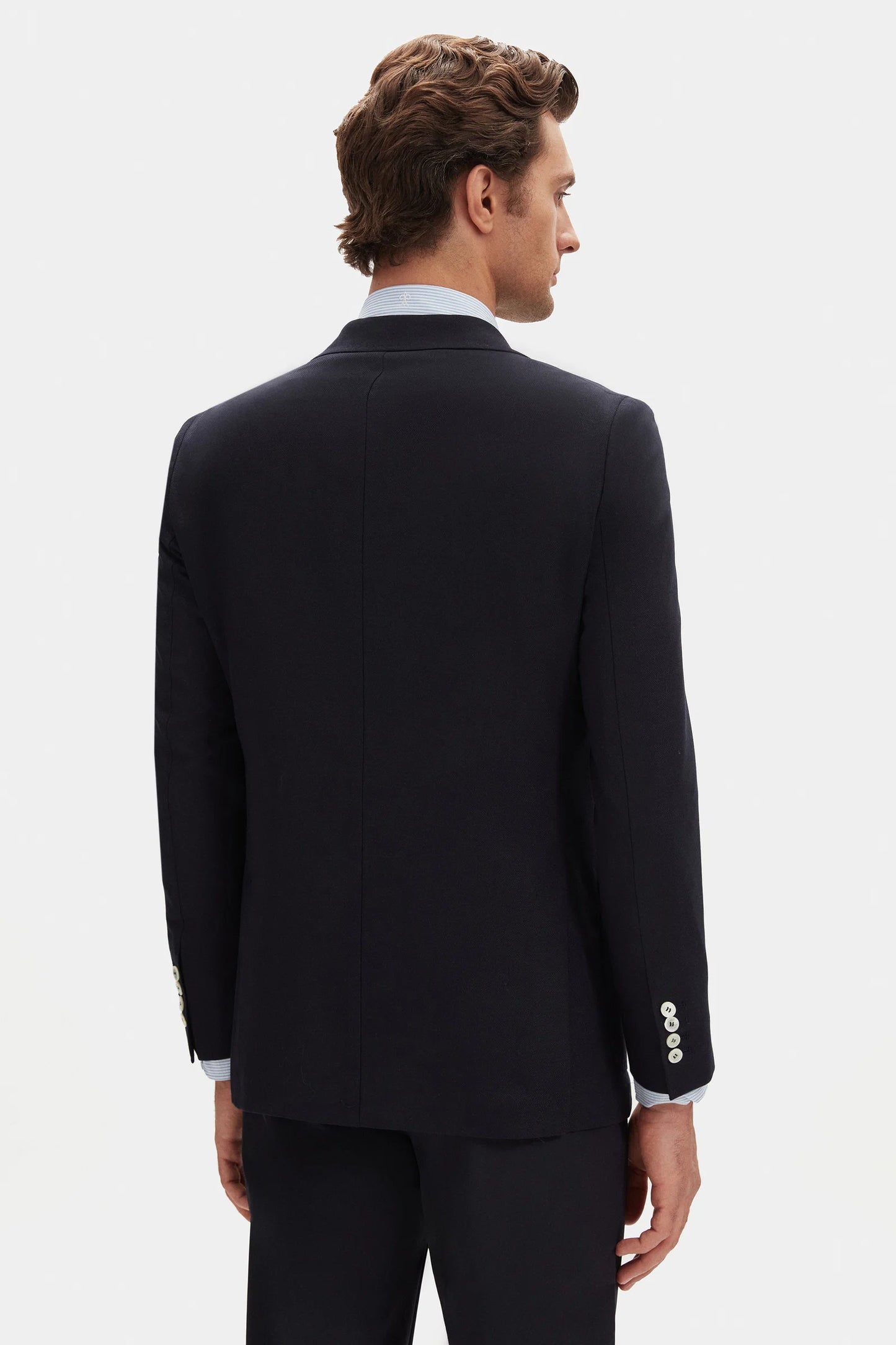 Damat Regular Fit Lacivert Loro Piana Kumaşıyla Üretilmiş Kruvaze Kumaş Ceket
