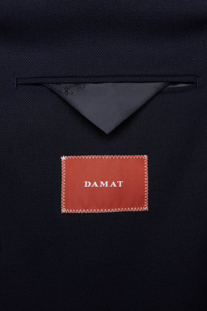 Damat Regular Fit Lacivert Loro Piana Kumaşıyla Üretilmiş Kruvaze Kumaş Ceket