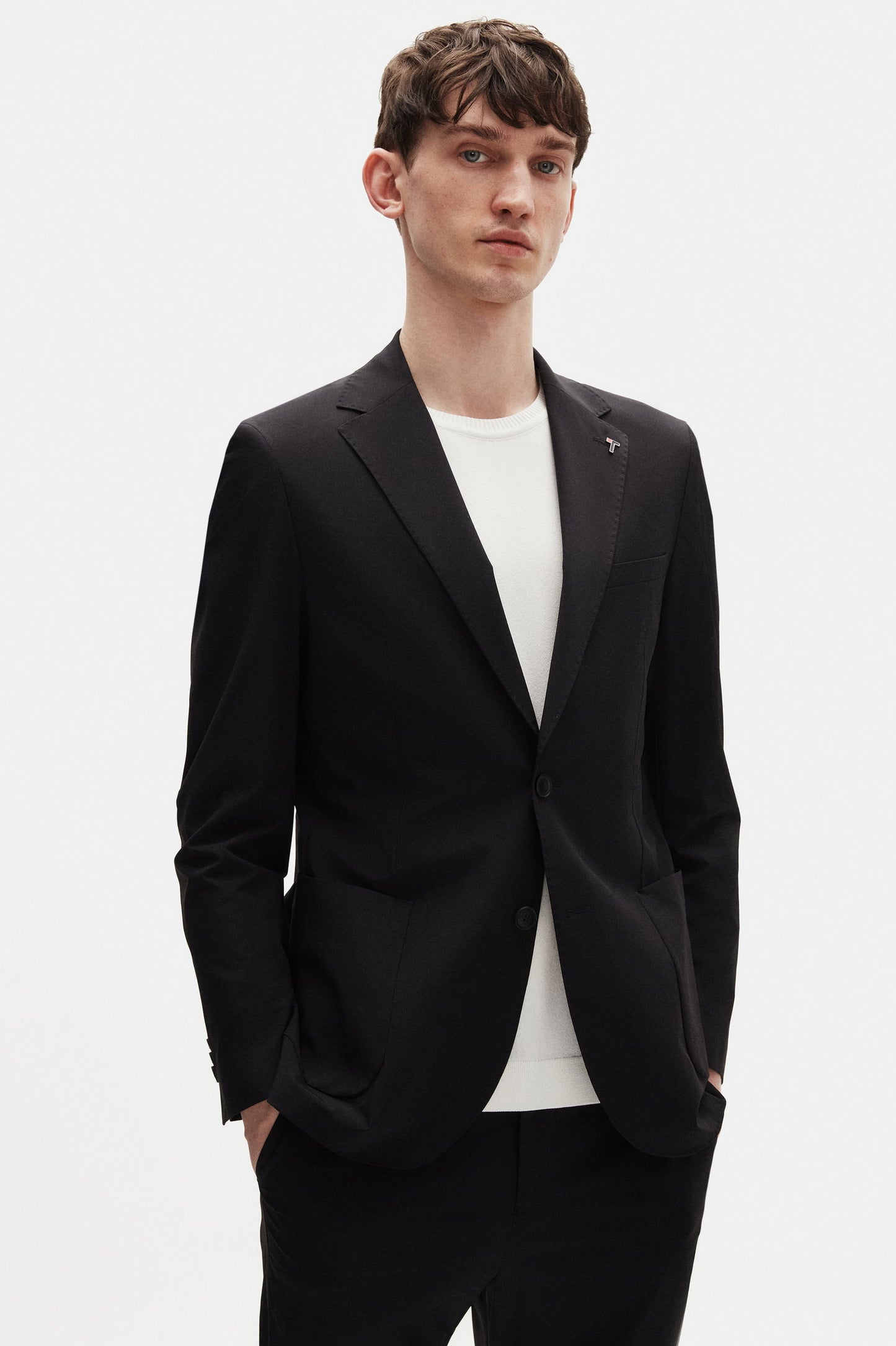 Tween Slim Fit Siyah Düz Kumaş Ceket