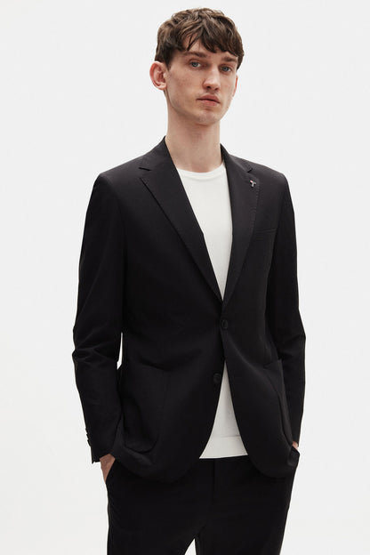 Tween Slim Fit Siyah Düz Kumaş Ceket