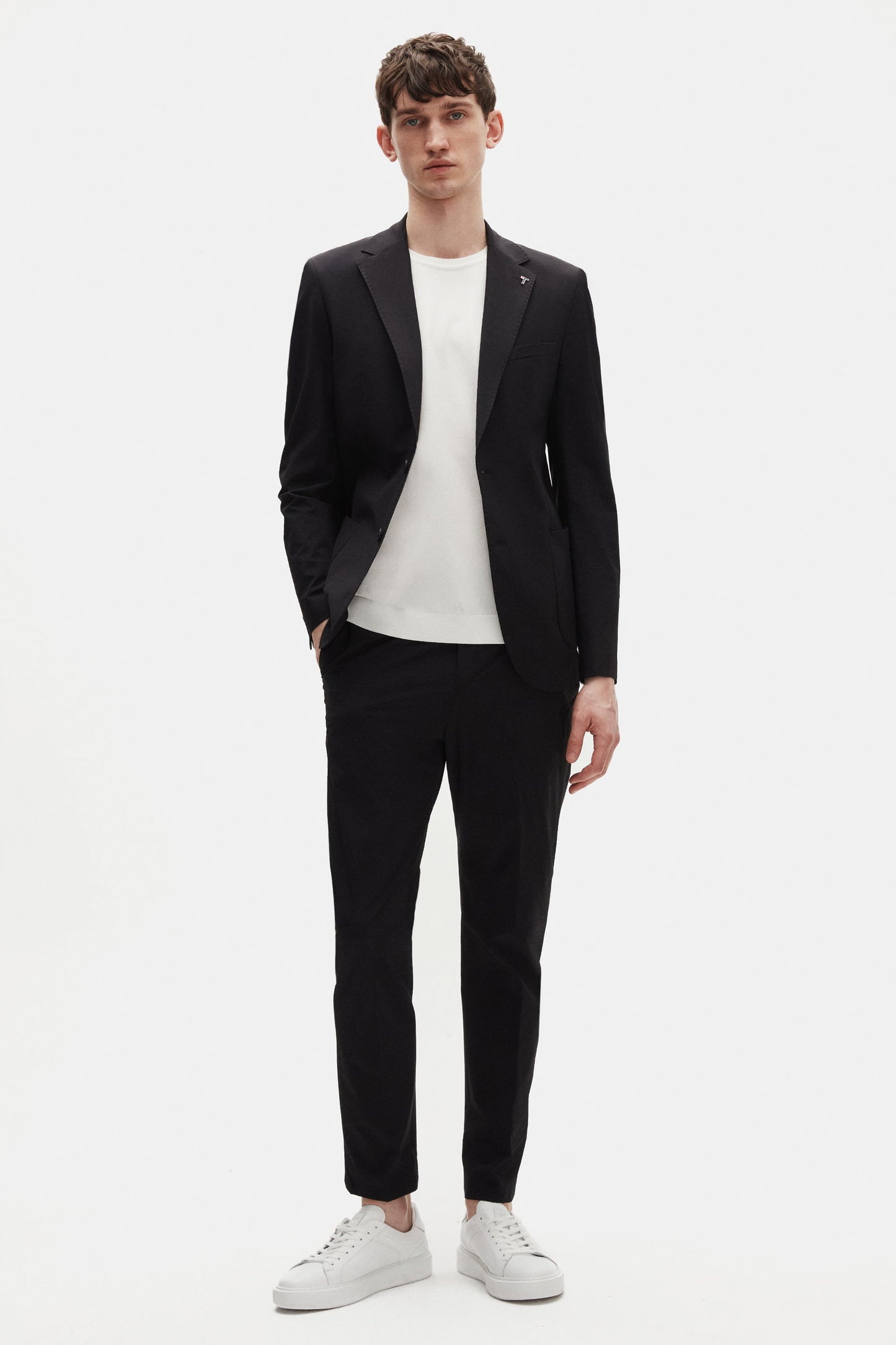 Tween Slim Fit Siyah Düz Kumaş Ceket