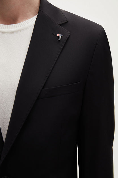 Tween Slim Fit Siyah Düz Kumaş Ceket