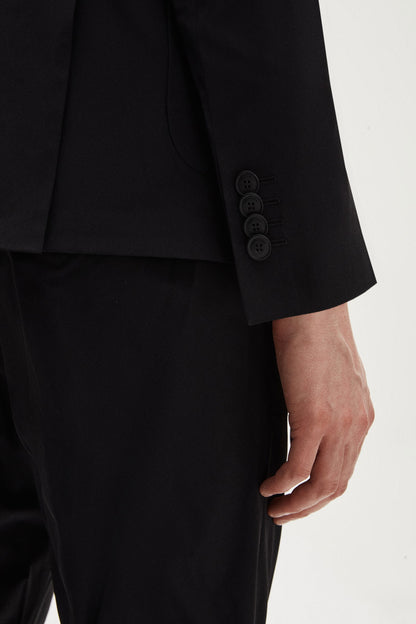 Tween Slim Fit Siyah Düz Kumaş Ceket