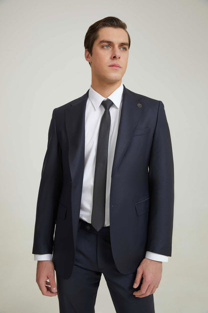 Damat Regular Fit Lacivert Düz Superfine Wool Takim Elbise