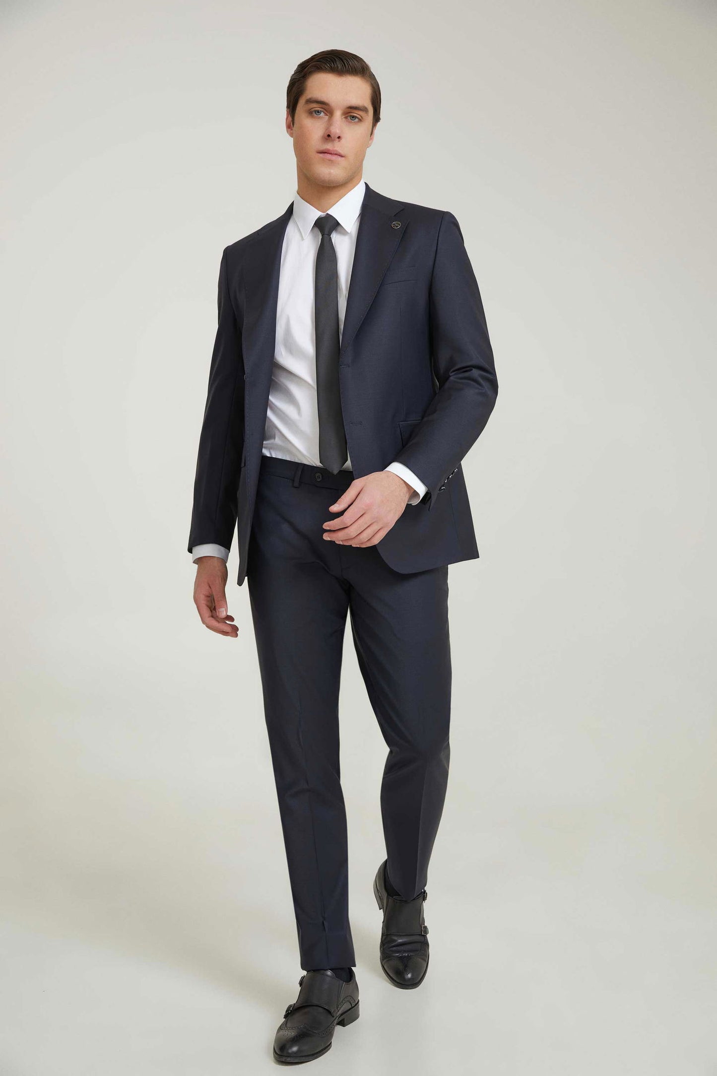 Damat Regular Fit Lacivert Düz Superfine Wool Takim Elbise