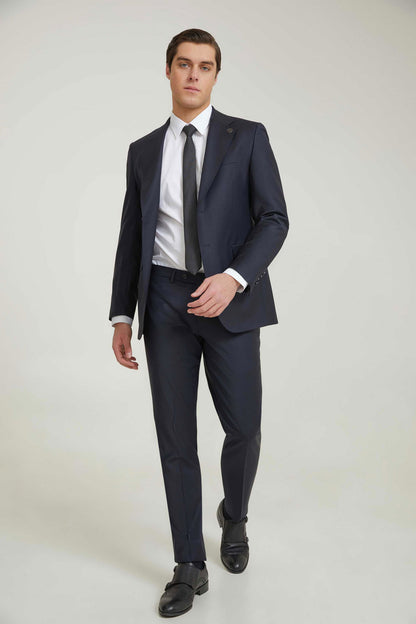 Damat Regular Fit Lacivert Düz Superfine Wool Takim Elbise