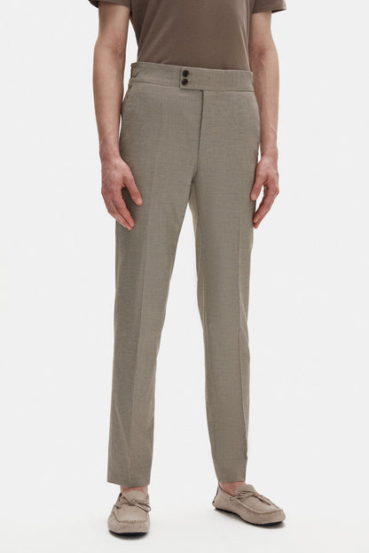 Tween Slim Fit Bej Mikro Desen Kumaş Pantolon
