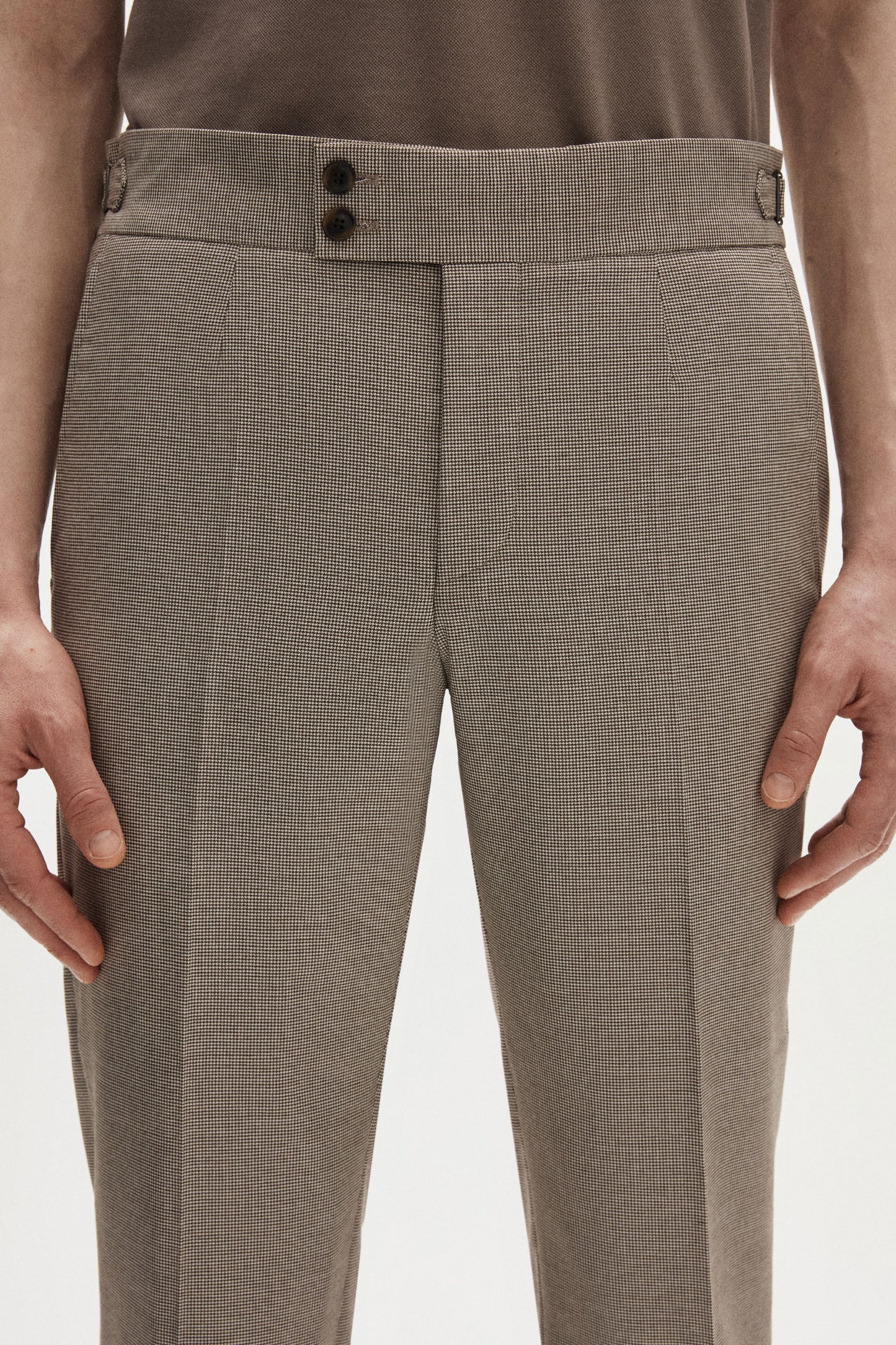 Tween Slim Fit Bej Mikro Desen Kumaş Pantolon