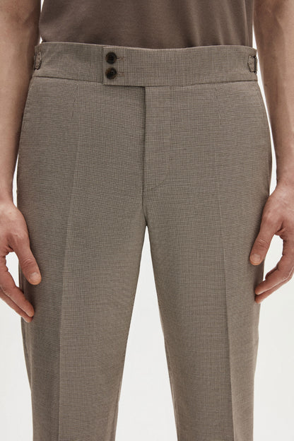Tween Slim Fit Bej Mikro Desen Kumaş Pantolon