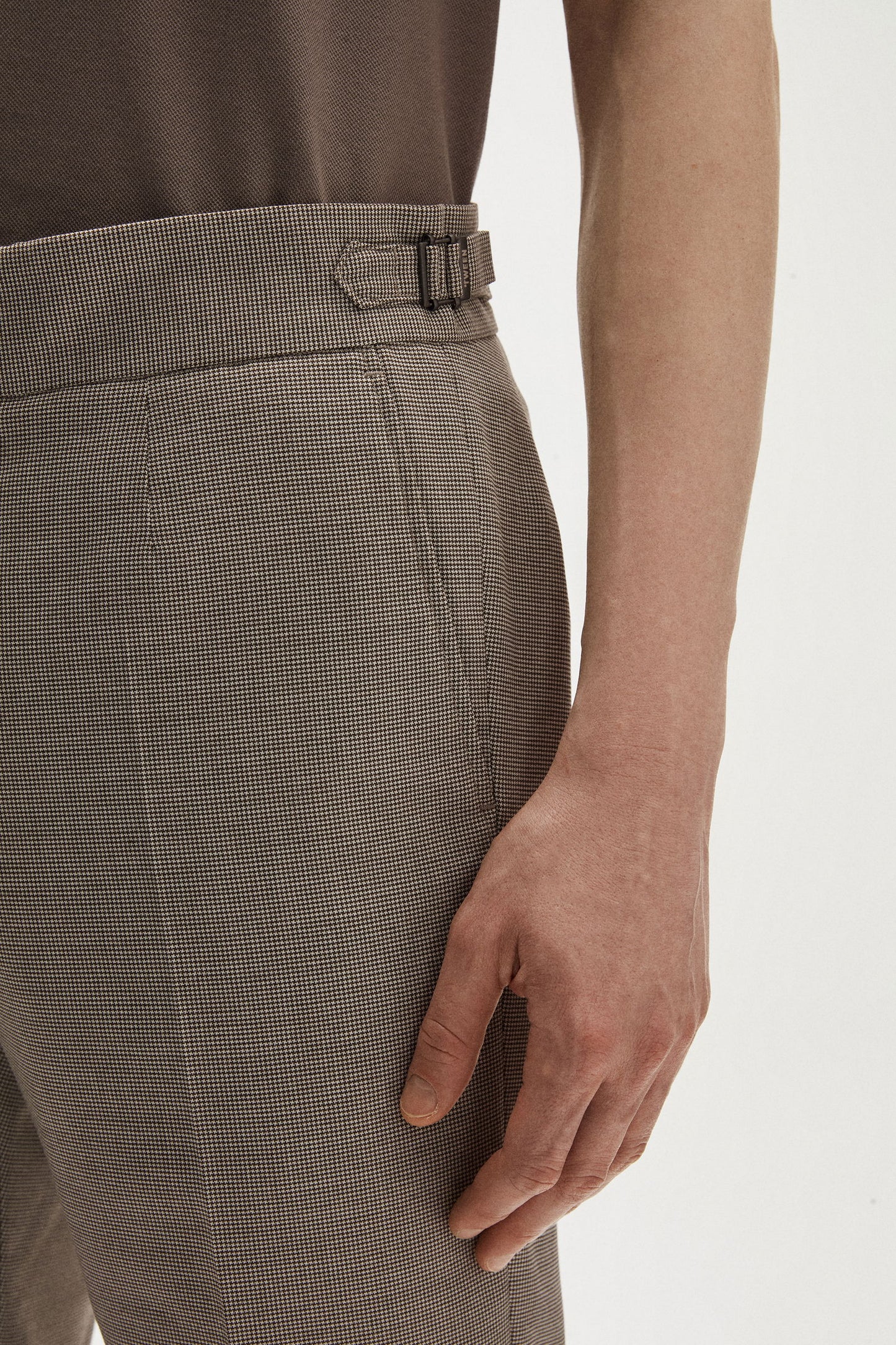 Tween Slim Fit Bej Mikro Desen Kumaş Pantolon