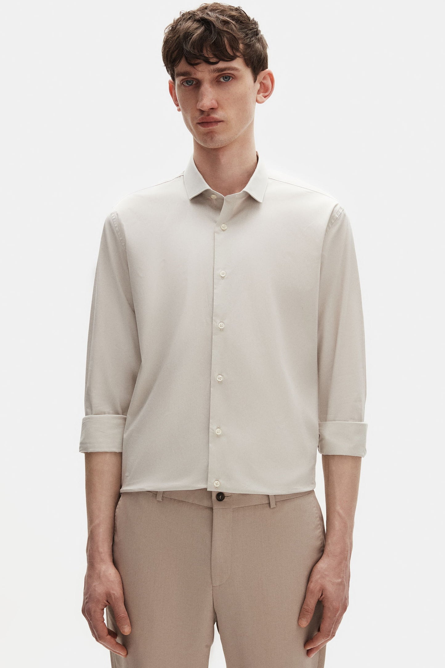 Tween Slim Fit Taş Düz Easy Care Gömlek