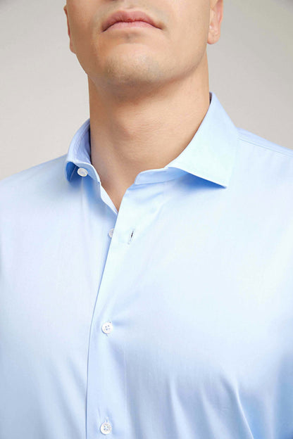 Damat Slim Fit Açık Mavi Düz Nano Care Gömlek