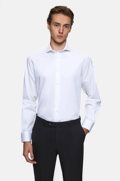 Damat Comfort Beyaz Düz %100 Pamuk Nano Care Gömlek