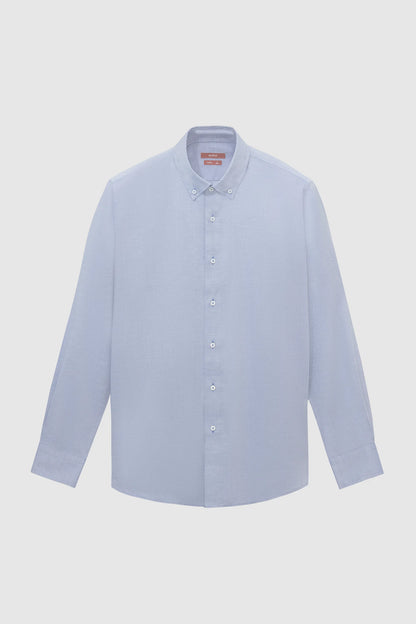 Damat Slim Fit Lacivert Armürlü %100 Pamuklu Gömlek