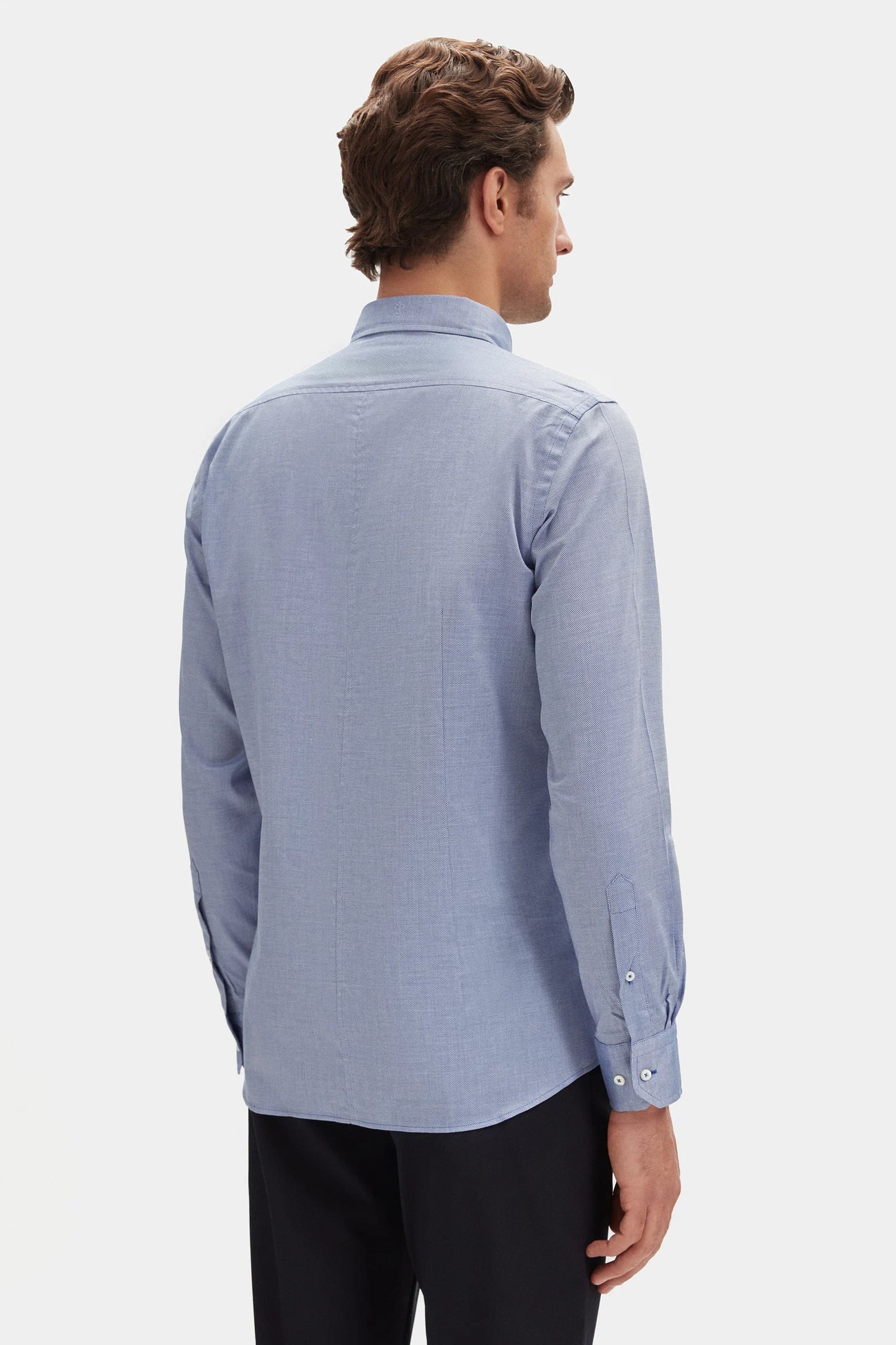 Damat Slim Fit Lacivert Armürlü %100 Pamuklu Gömlek