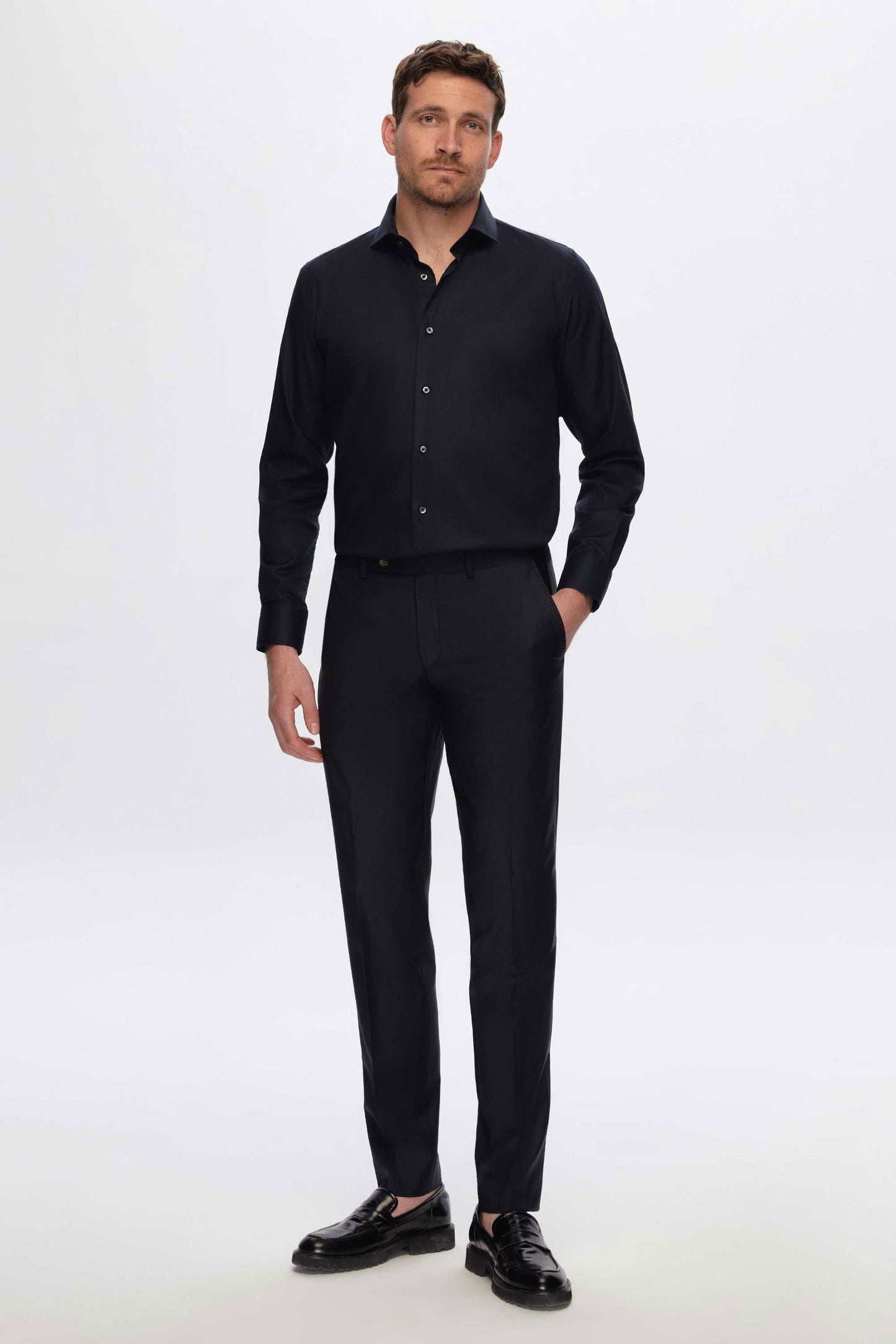 Damat Lacivert Yün Karişimli Kumaş Pantolon