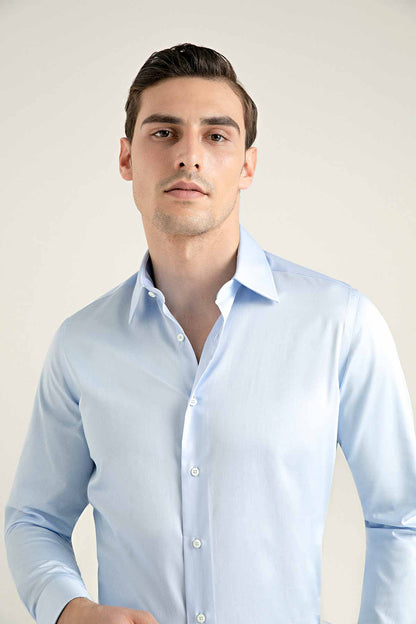 Damat Comfort Açık Mavi Düz Nano Care Gömlek