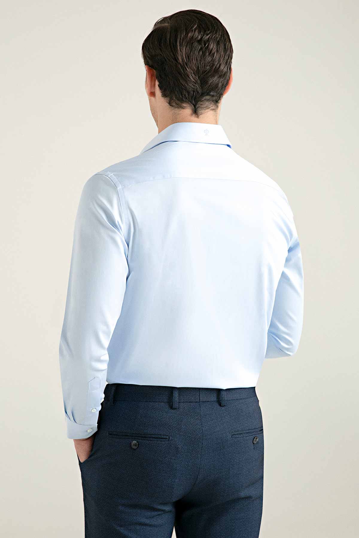 Damat Comfort Açık Mavi Düz Nano Care Gömlek