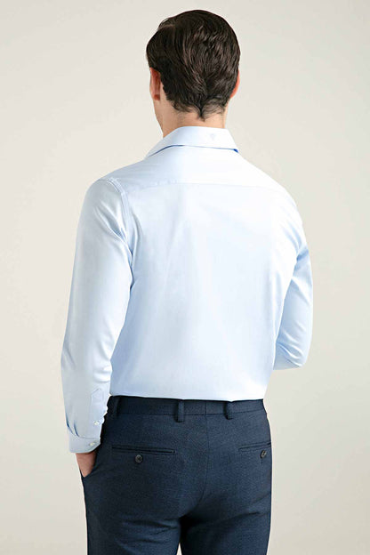 Damat Comfort Açık Mavi Düz Nano Care Gömlek