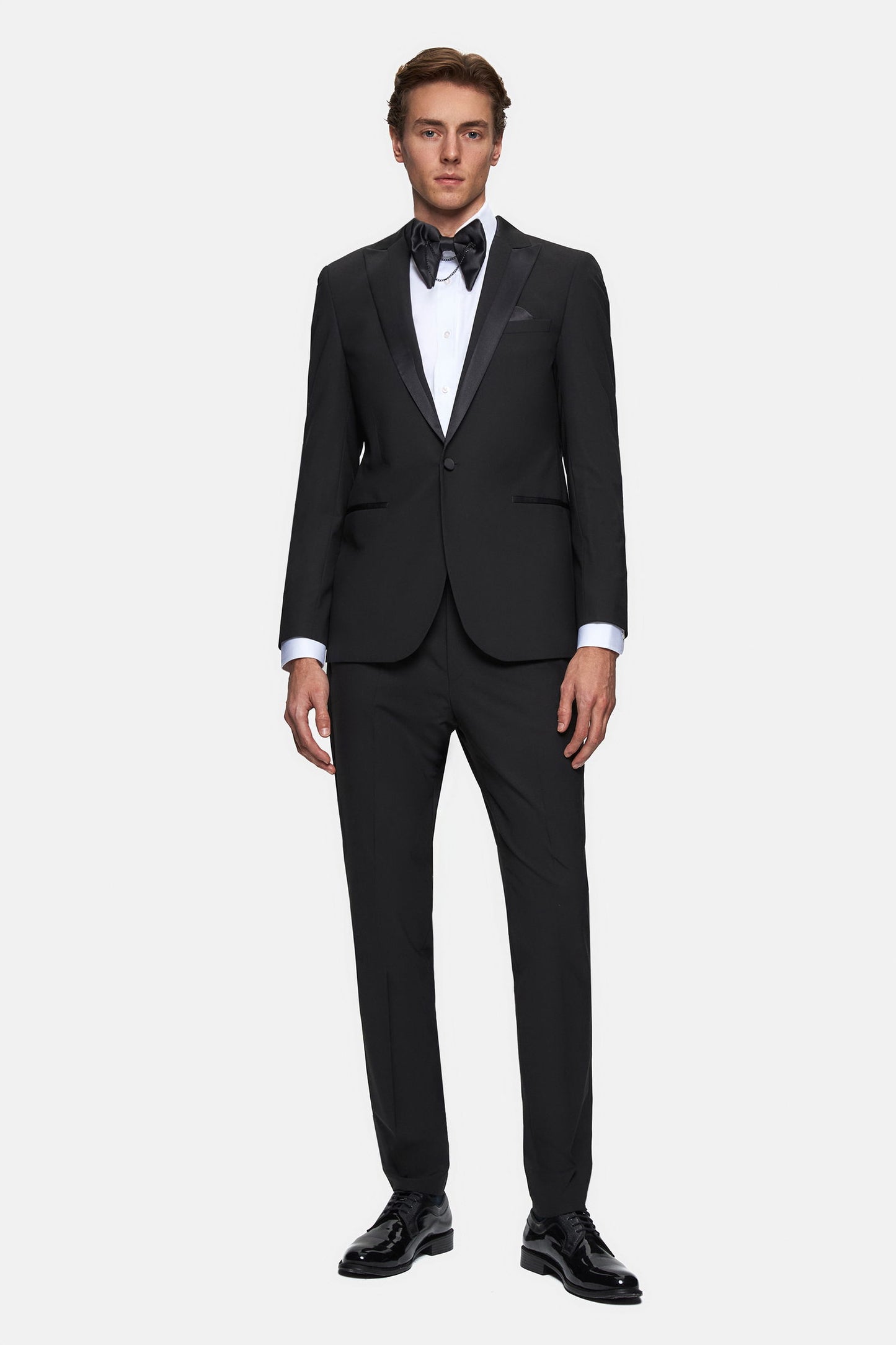 Tween Slim Fit Siyah Düz Travel Smokin Takim