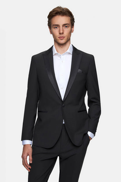 Tween Slim Fit Siyah Düz Travel Smokin Takim