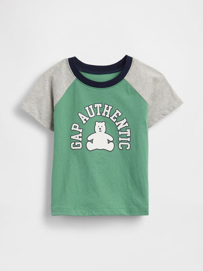 Yeşil Colorblock Brannan Bear Grafik Baskılı T-shirt