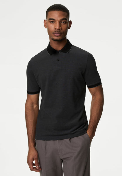 Saf Pamuklu Kısa Kollu Polo Yaka T-shirt