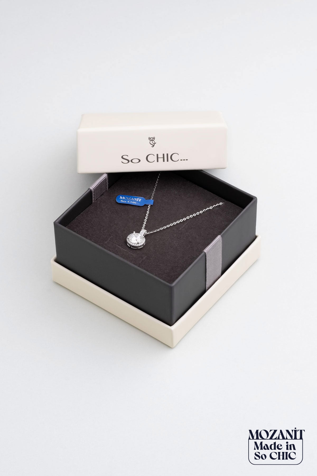 Berrak Mozanit 18 Ayar Beyaz Altın Kaplama 43 Cm Gümüş Kolye 5096960199