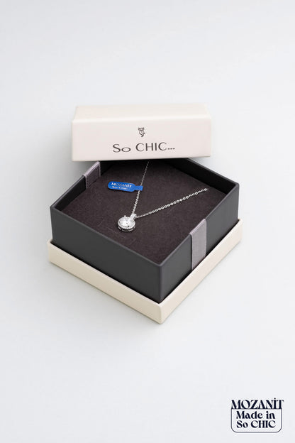 Berrak Mozanit 18 Ayar Beyaz Altın Kaplama 43 Cm Gümüş Kolye 5096960199