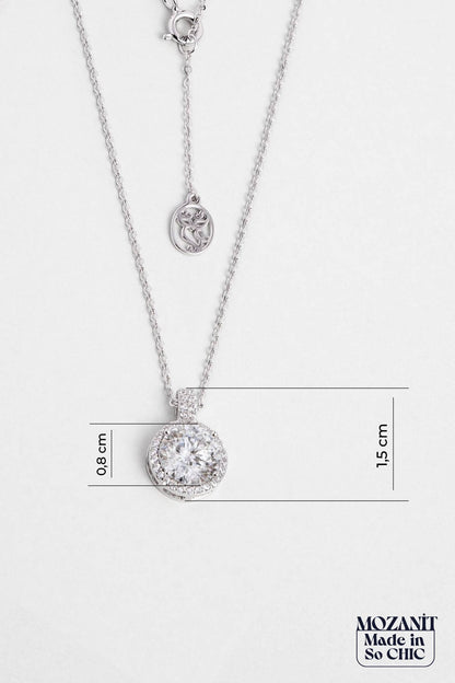 Berrak Mozanit 18 Ayar Beyaz Altın Kaplama 43 Cm Gümüş Kolye 5096960199