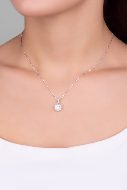 Mozanit Şıklığı 18 Ayar Beyaz Altın Kaplama 44 Cm Gümüş Kolye 5096970199