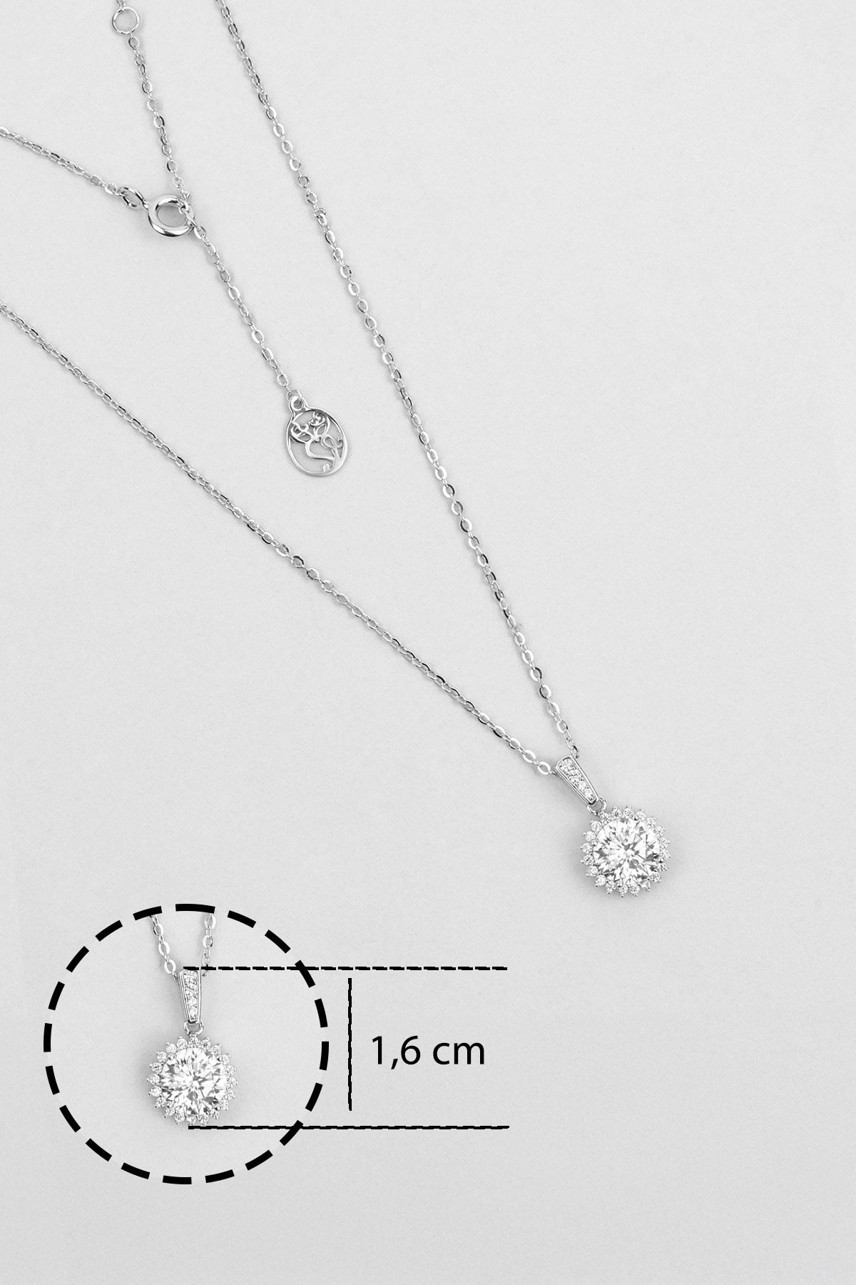 Mozanit Şıklığı 18 Ayar Beyaz Altın Kaplama 44 Cm Gümüş Kolye 5096970199