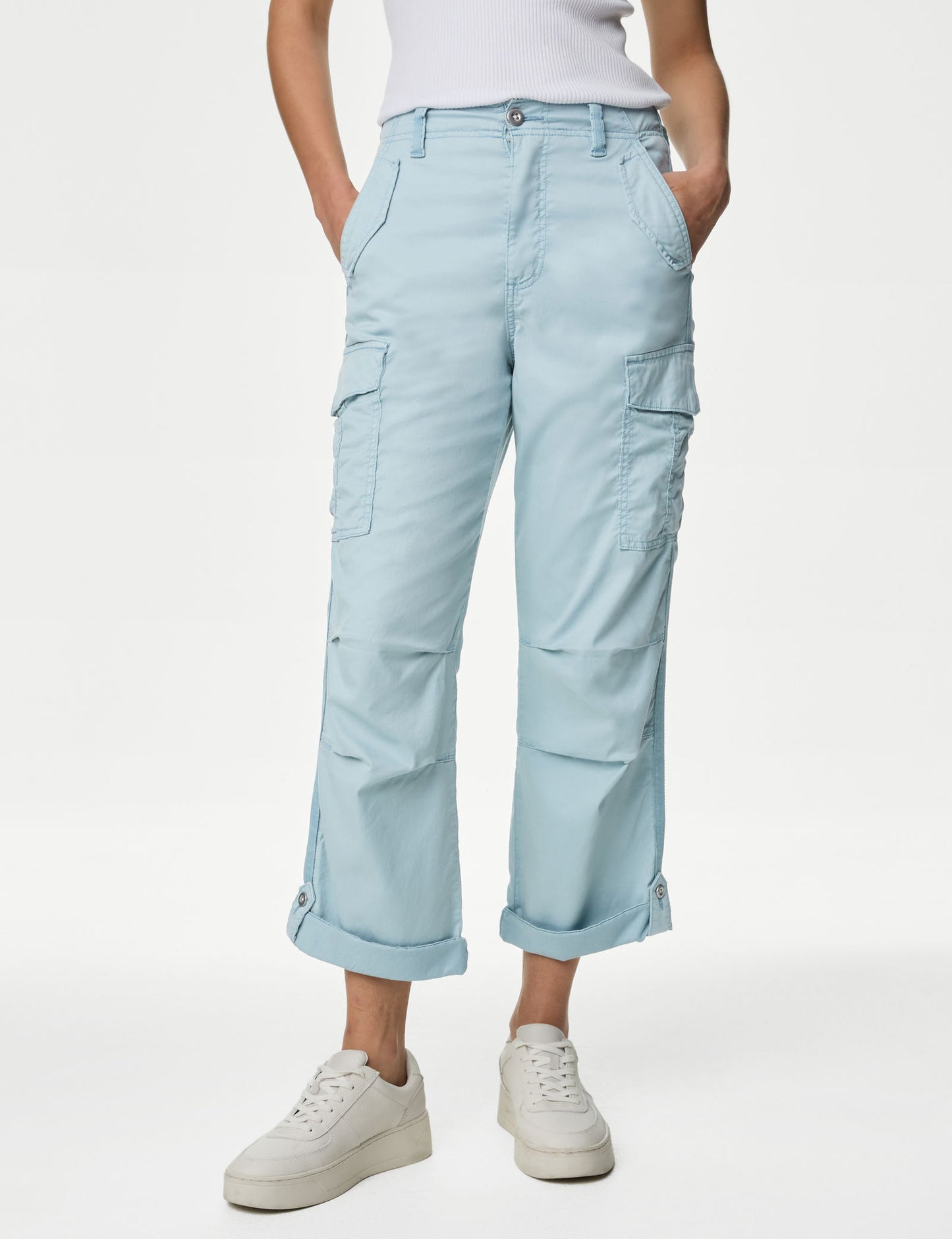 Lyocell™ Straight Leg Crop Kargo Pantolon