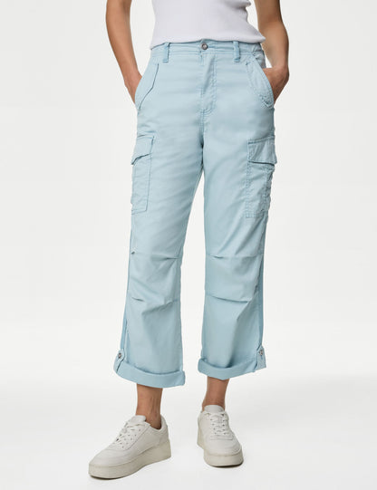 Lyocell™ Straight Leg Crop Kargo Pantolon