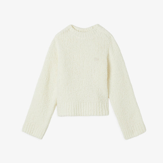 Lacoste Kadın Classic Fit Polo Yaka Yün Krem Kazak