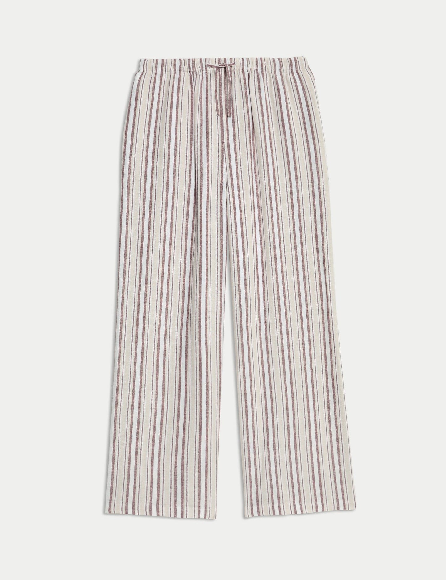 Saf Keten Çizgili Geniş Paça Pantolon (6-16 Yaş)